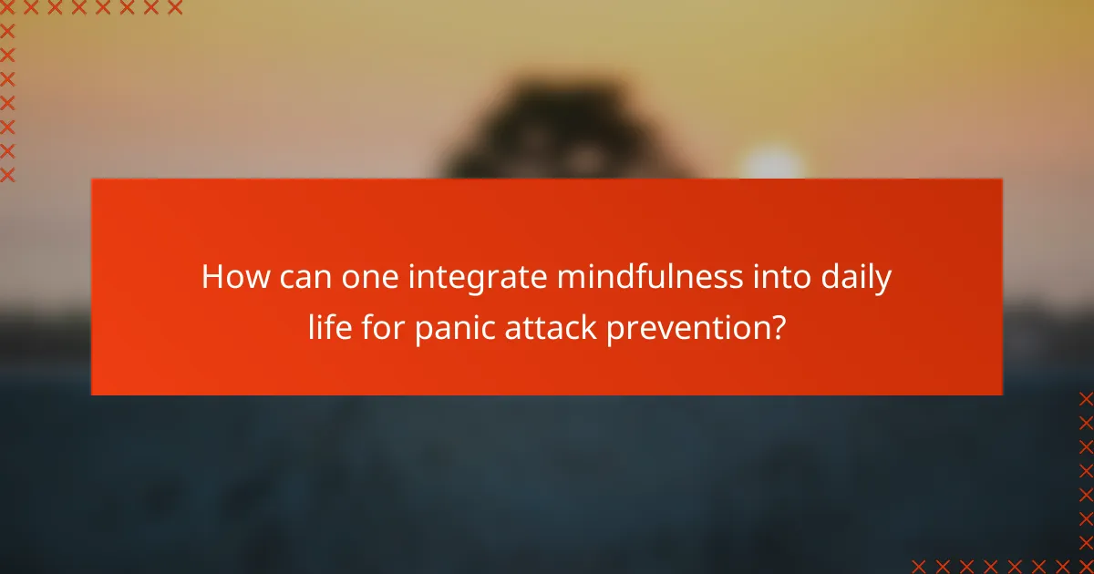 How can one integrate mindfulness into daily life for panic attack prevention?